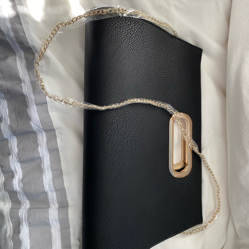 Black, faux leather, Envelope clutch